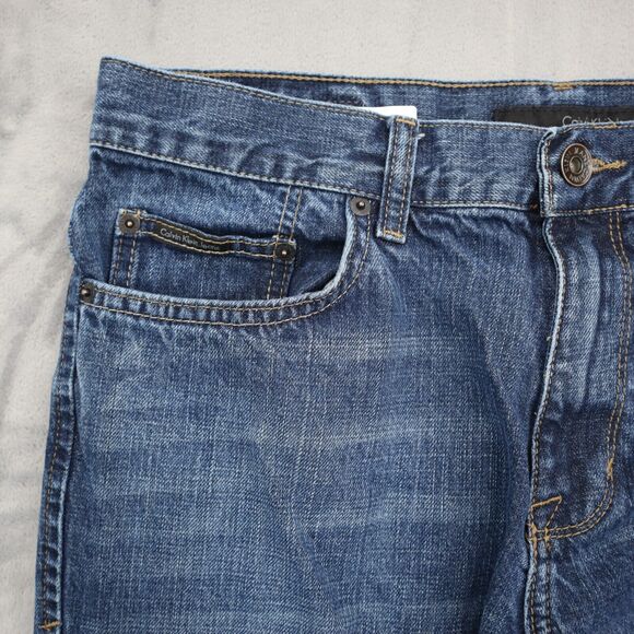 Calvin Klein Pants Womens 32 Blue Bootcut Mid Rise Denim Button Pocket Jeans - Picture 11 of 16
